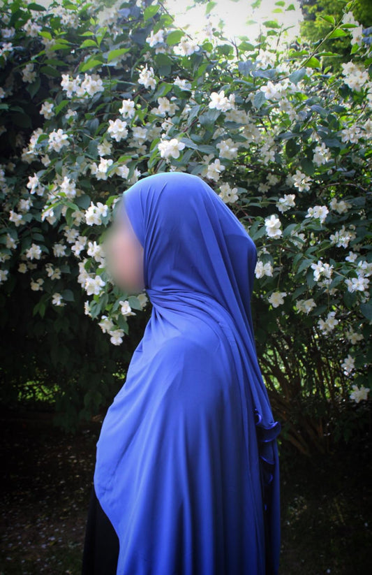 Hijab jersey premium de luxe bouclé - Bleu roi