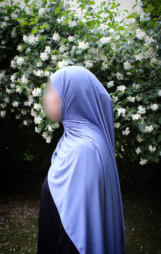 Hijab jersey premium de luxe bouclé - Bleu barbeau