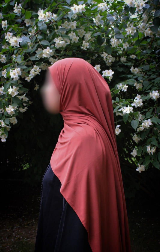 Hijab jersey premium de luxe bouclé - Brique