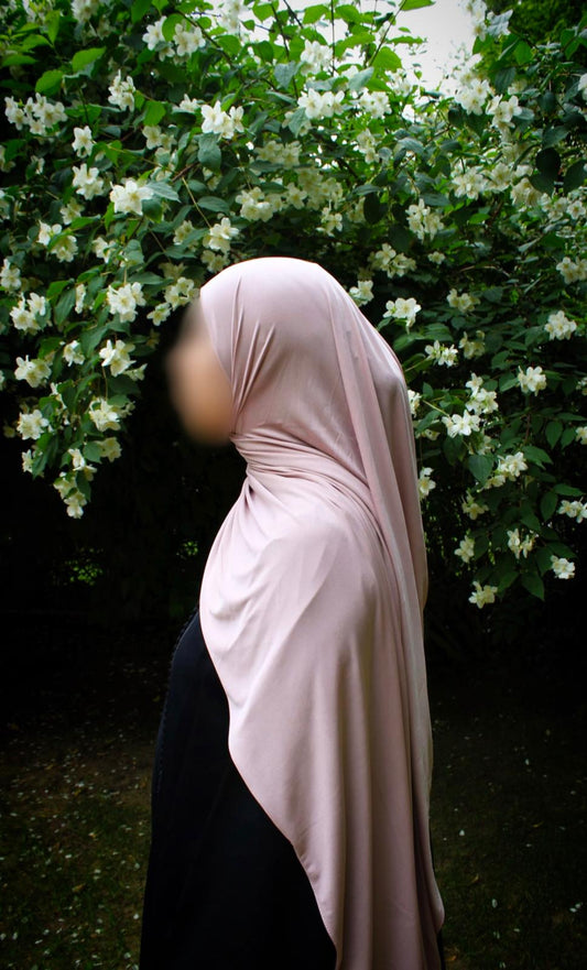 Hijab jersey premium de luxe bouclé - Rose clair