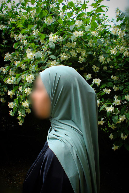 Hijab jersey premium de luxe - Vert sauge