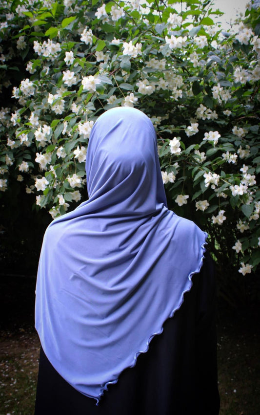 Hijab jersey premium de luxe bouclé - Bleu barbeau