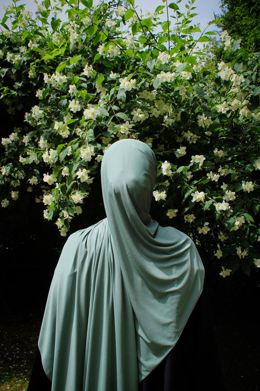 Hijab jersey premium de luxe - Vert sauge